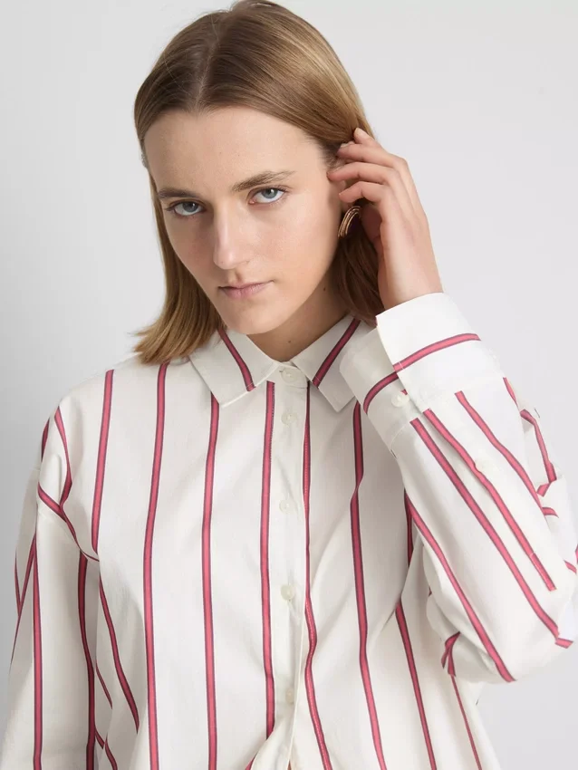 The edit cotton-rich striped poplin shirt