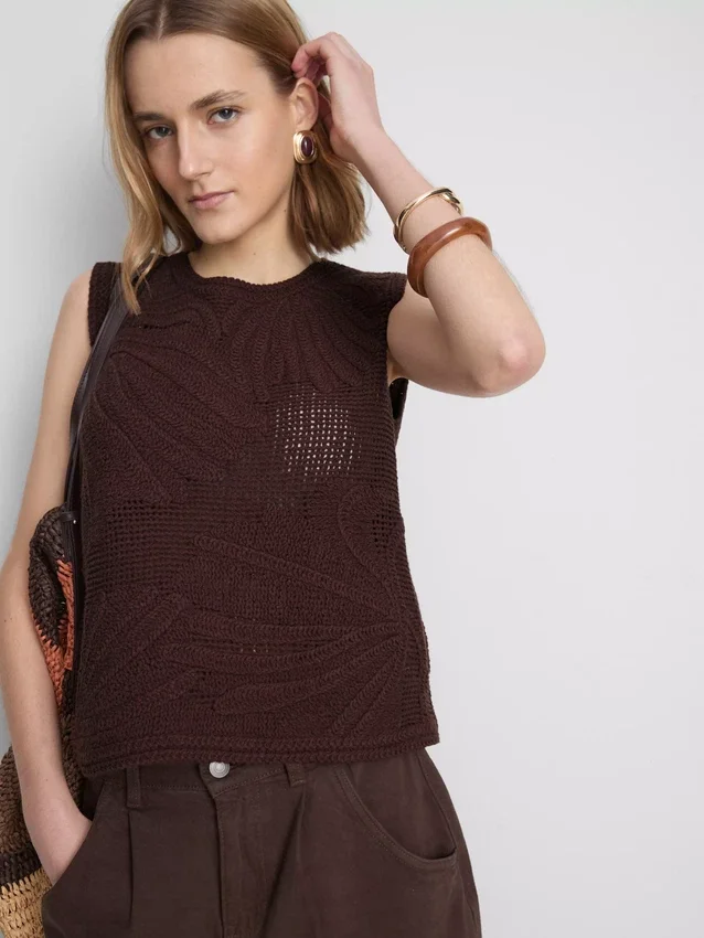 The edit crochet knit tank top