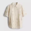 The edit curved-hem broderie shirt