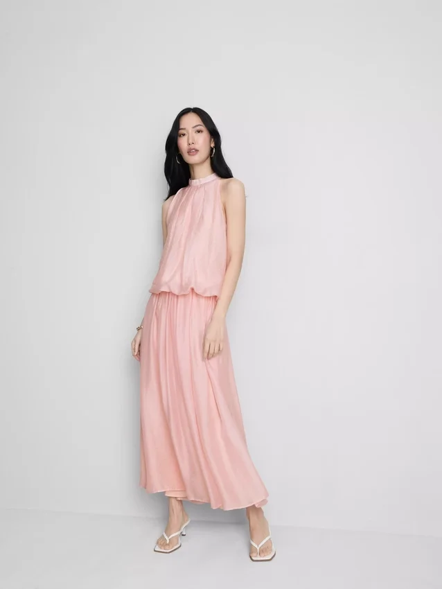 The edit draped halter-neck air flow blouse