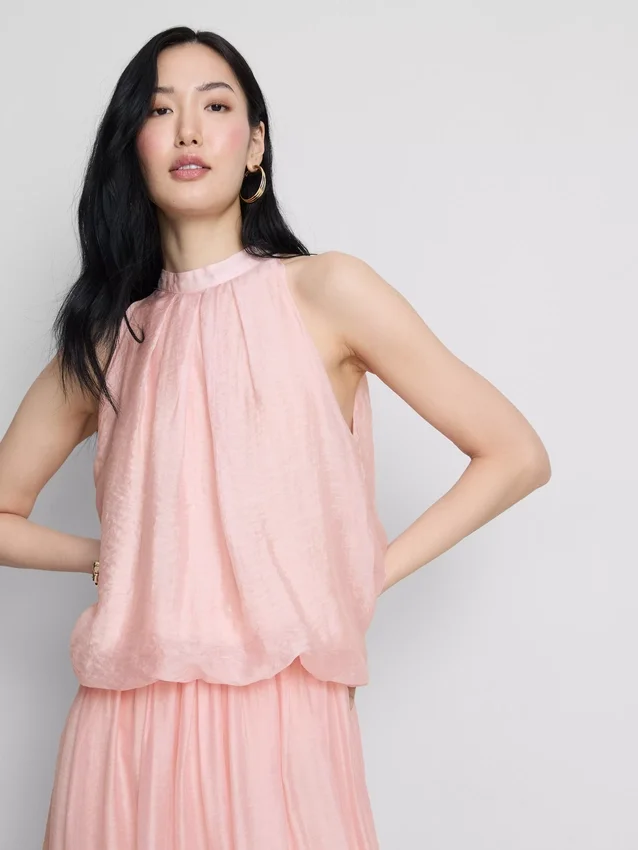 The edit draped halter-neck air flow blouse