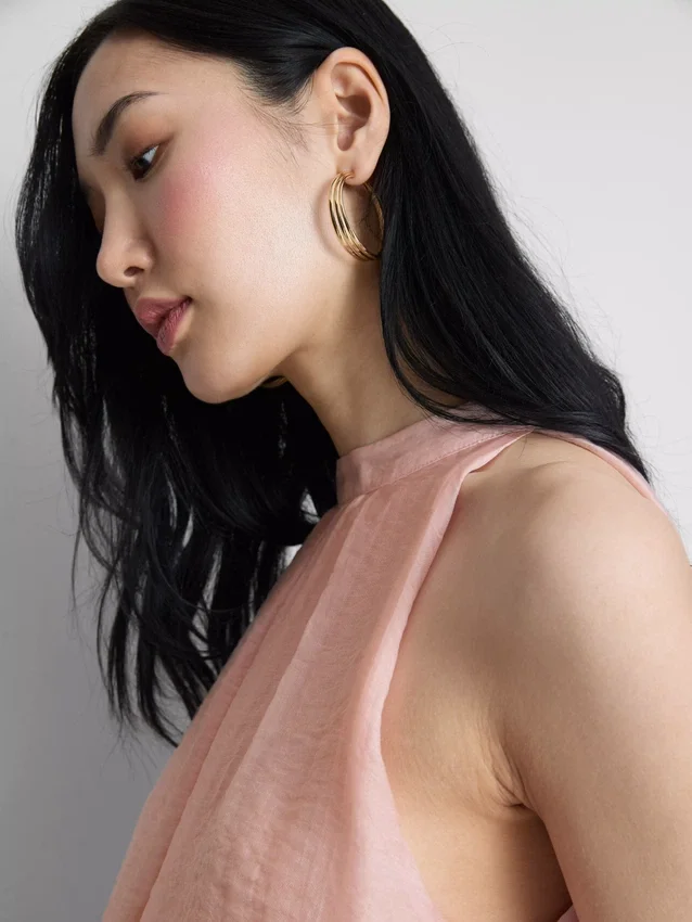 The edit draped halter-neck air flow blouse