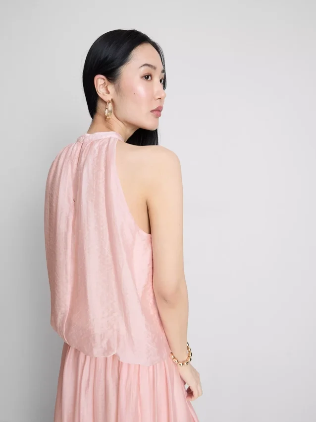 The edit draped halter-neck air flow blouse