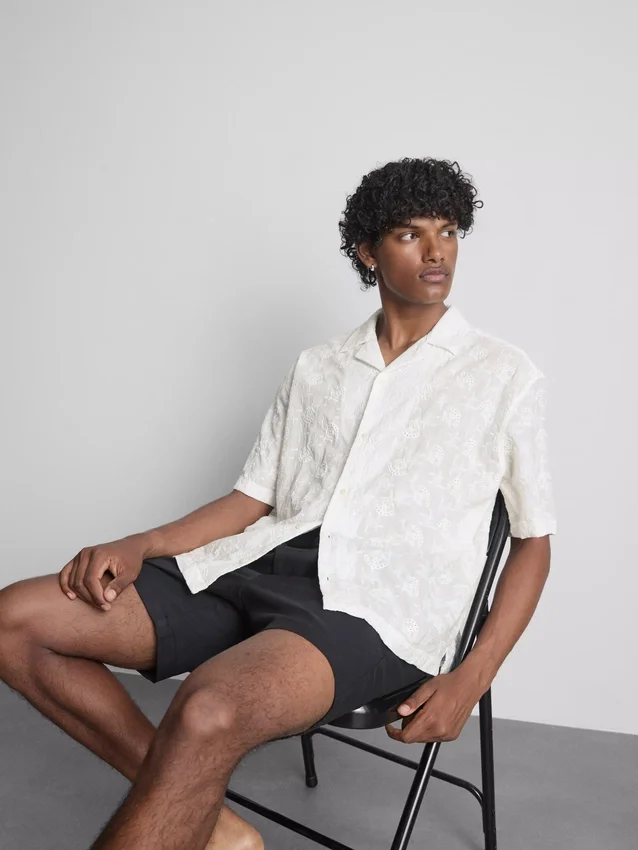 The edit embroidered cotton short sleeve shirt