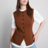 The edit knitted button-through tank top