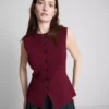 The edit knitted button-through tank top
