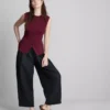 The edit knitted button-through tank top