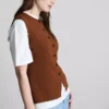 The edit knitted button-through tank top