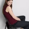 The edit knitted button-through tank top