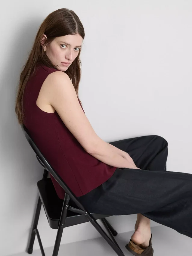 The edit knitted button-through tank top