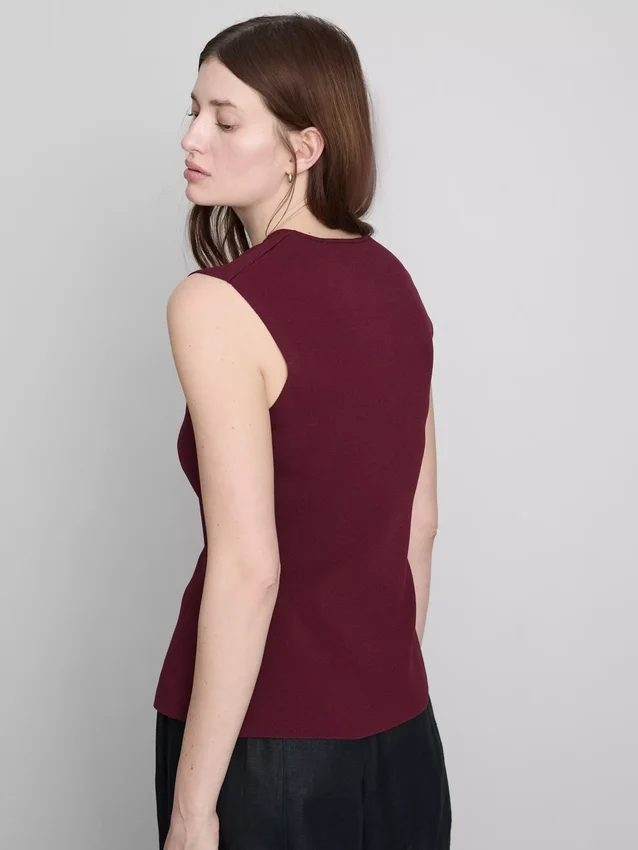 The edit knitted button-through tank top