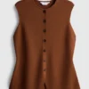 The edit knitted button-through tank top
