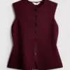 The edit knitted button-through tank top