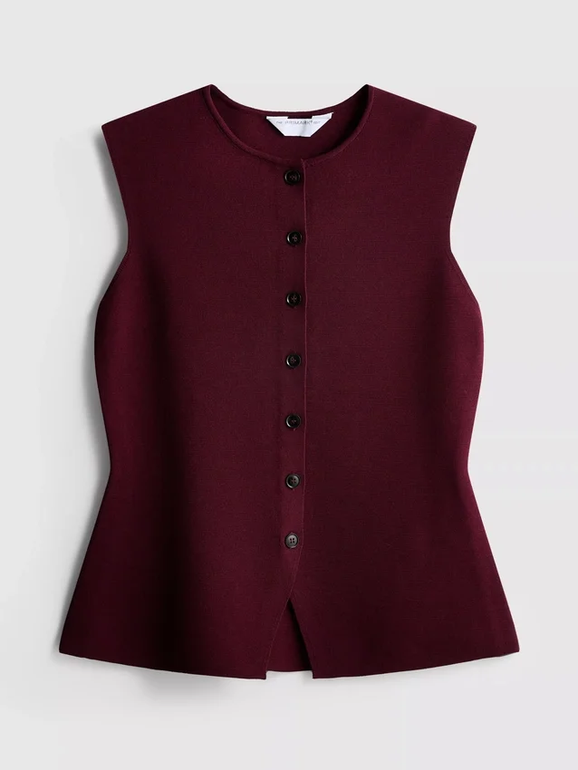The edit knitted button-through tank top