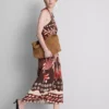 The edit linen-blend printed halter midi dress