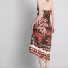 The edit linen-blend printed halter midi dress