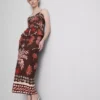 The edit linen-blend printed midi skirt