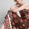 The edit linen-blend printed midi skirt
