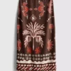 The edit linen-blend printed midi skirt
