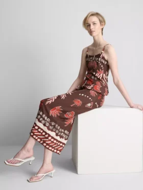 The edit linen-blend printed tank top