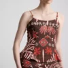 The edit linen-blend printed tank top