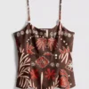 The edit linen-blend printed tank top