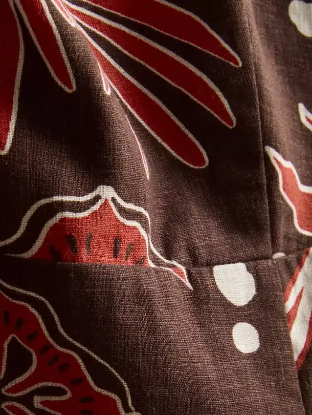 The edit linen-blend printed tank top