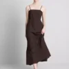 The edit linen-blend tiered midi dress