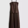 The edit linen-blend tiered midi dress