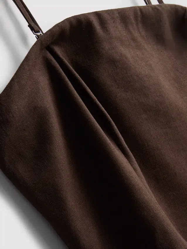 The edit linen-blend tiered midi dress