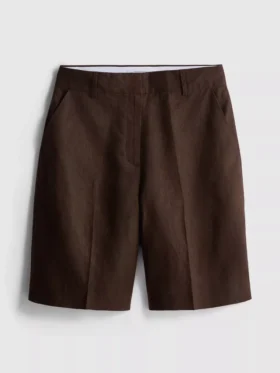 The edit linen pleated bermuda shorts