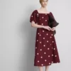 The edit linen puff-sleeve midi dress