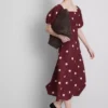 The edit linen puff-sleeve midi dress