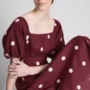 The edit linen puff-sleeve midi dress
