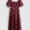 The edit linen puff-sleeve midi dress