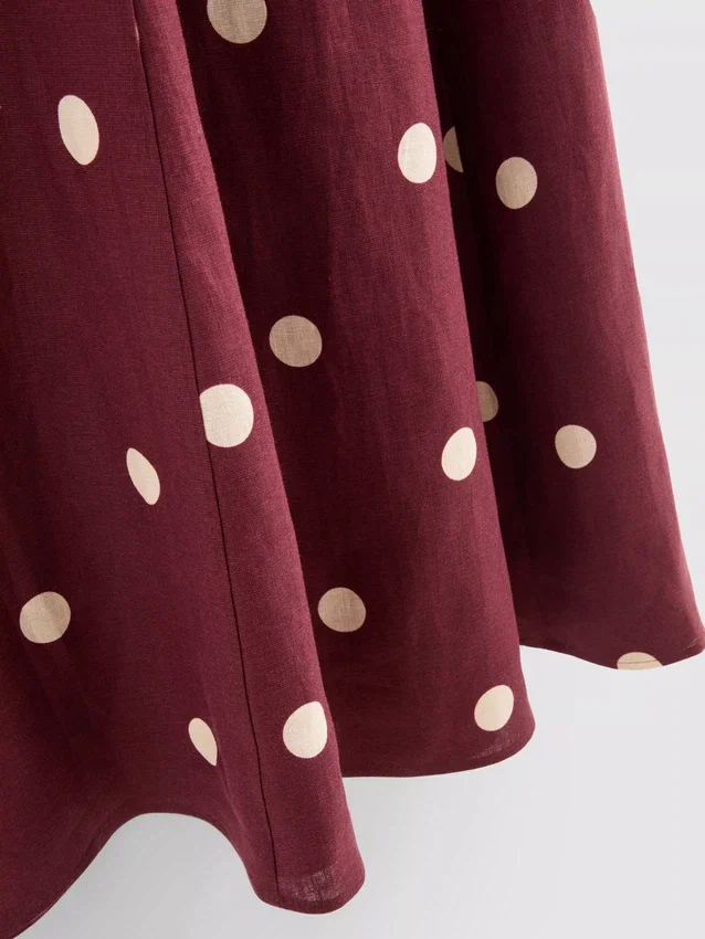 The edit linen puff-sleeve midi dress