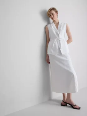 The edit linen tie-detail vest