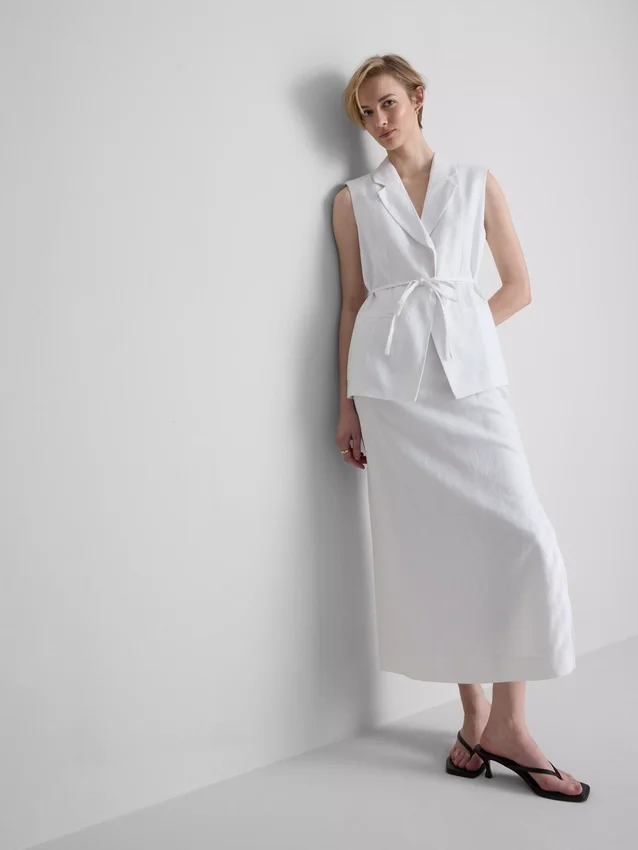 The edit linen tie-detail vest