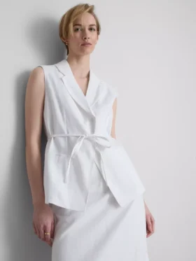 The edit linen tie-detail vest
