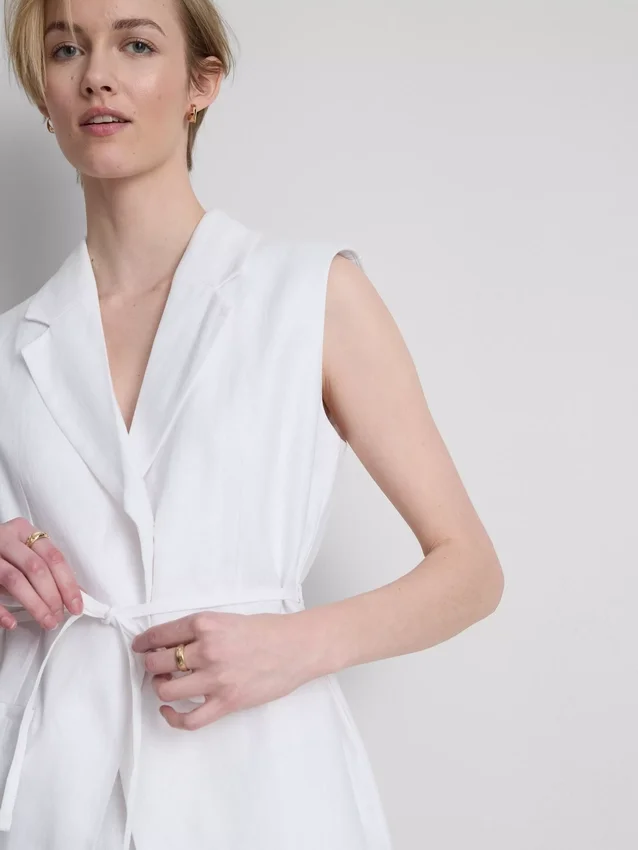 The edit linen tie-detail vest