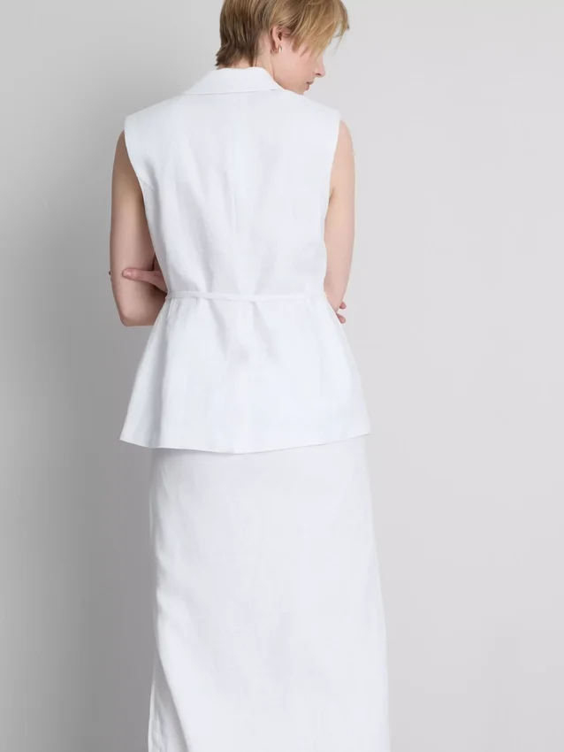 The edit linen tie-detail vest