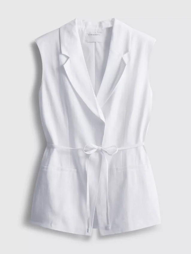 The edit linen tie-detail vest