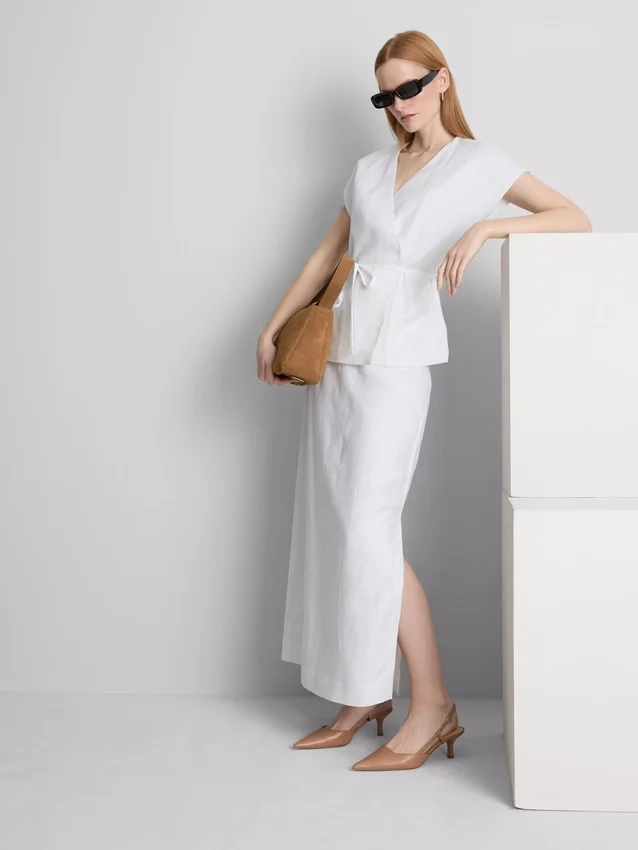 The edit linen v-neck wrap top