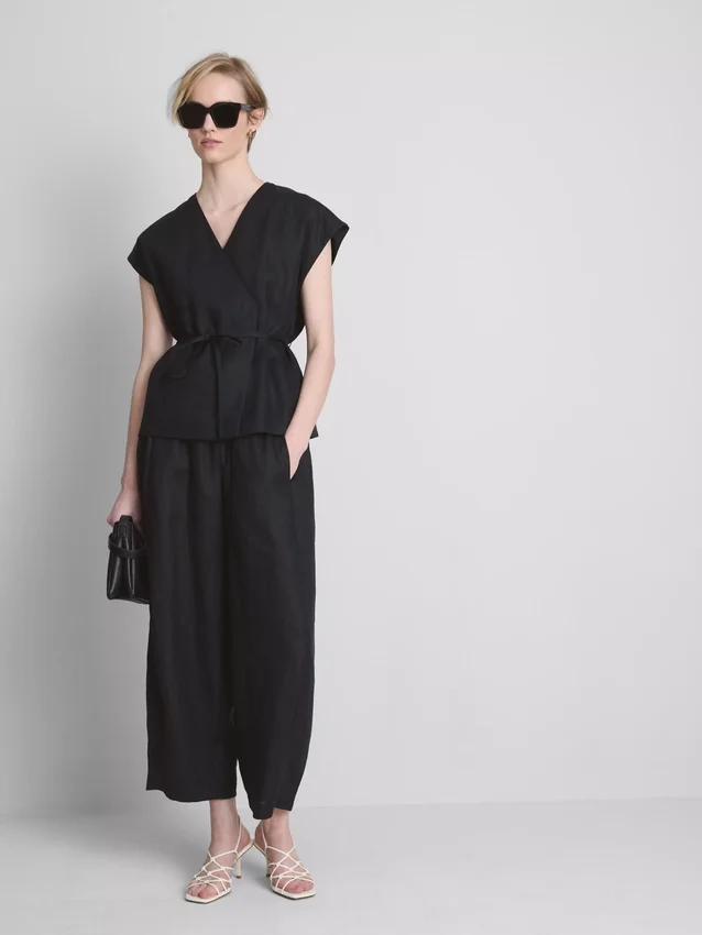The edit linen v-neck wrap top