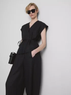 The edit linen v-neck wrap top