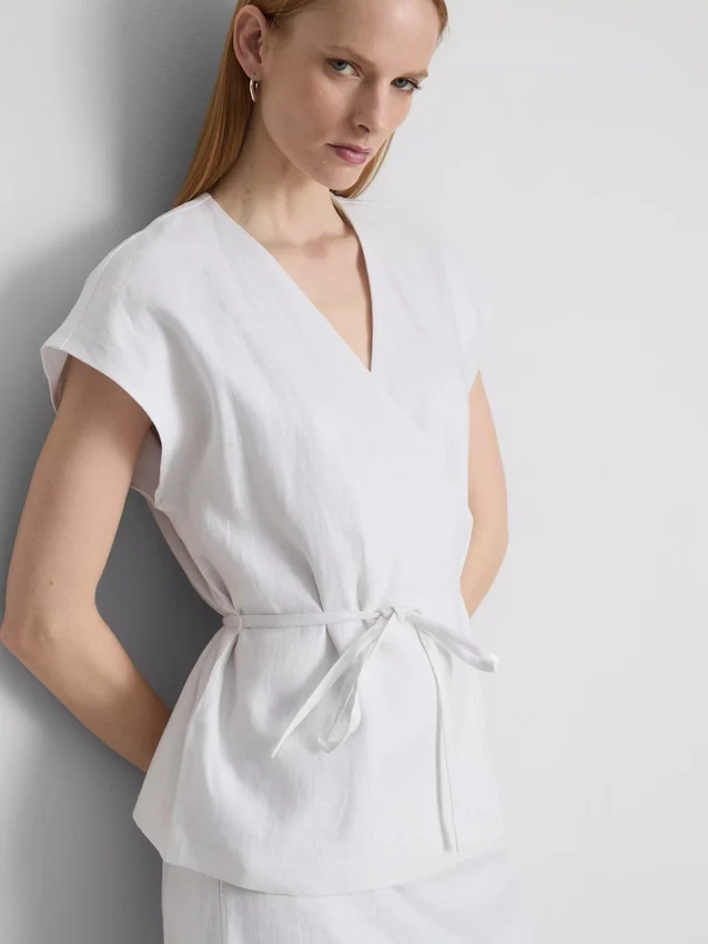 The edit linen v-neck wrap top