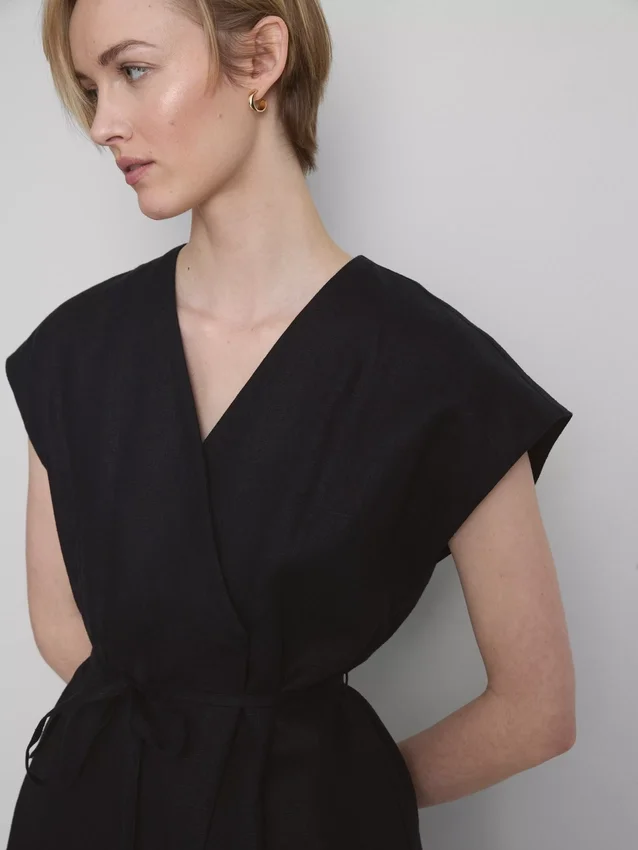 The edit linen v-neck wrap top