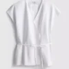 The edit linen v-neck wrap top