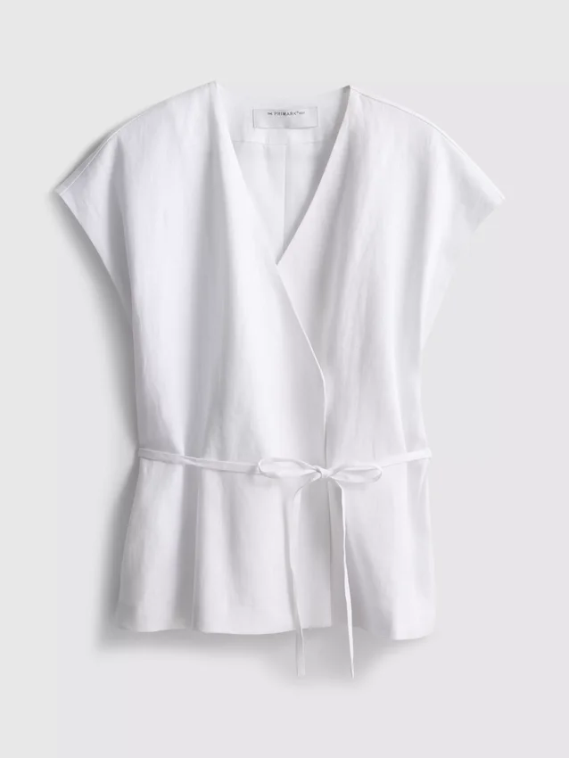 The edit linen v-neck wrap top