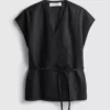 The edit linen v-neck wrap top